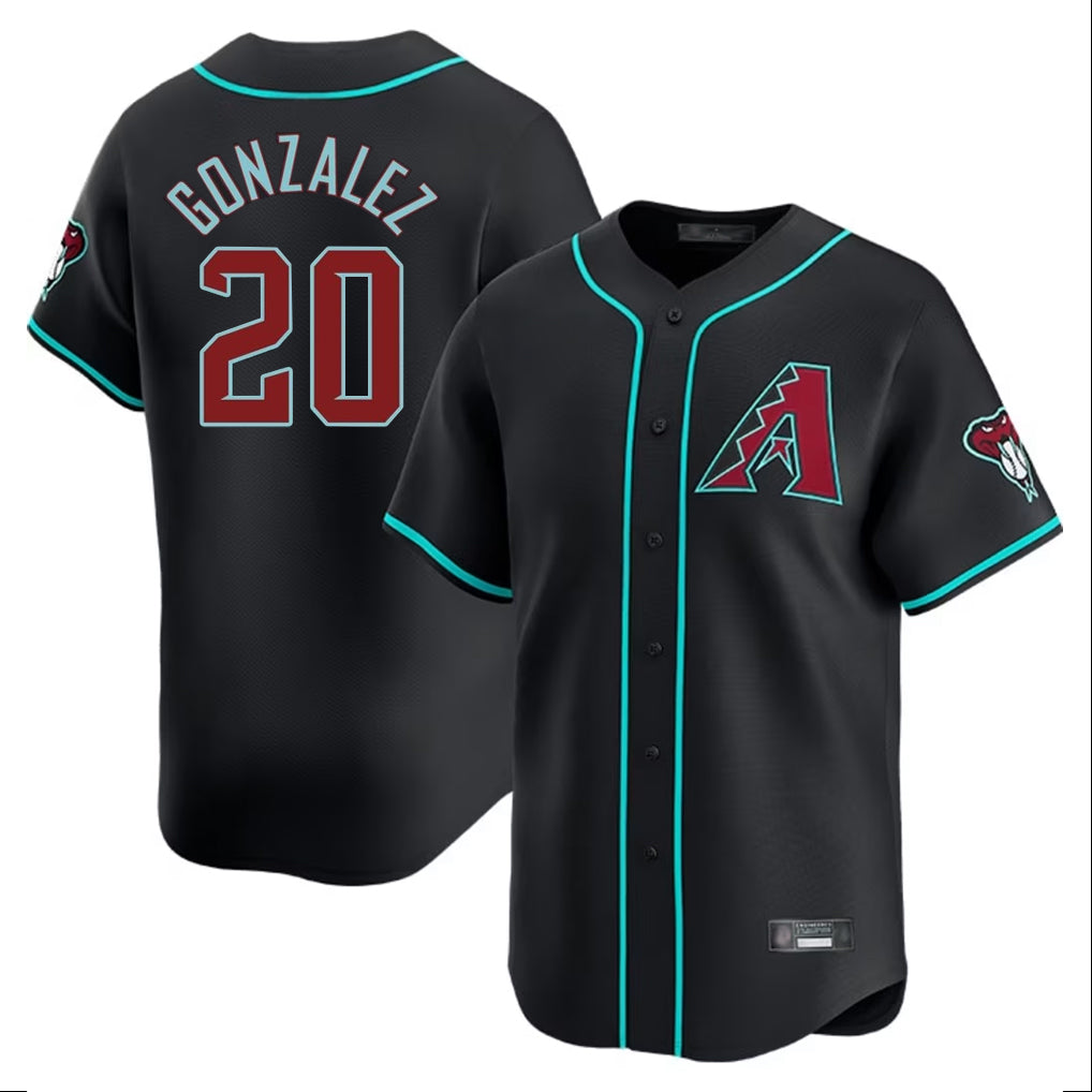 A.Diamondbacks #20 Luis Gonzalez Player Black Limited Home Game Gdoa Stitched Jerseys