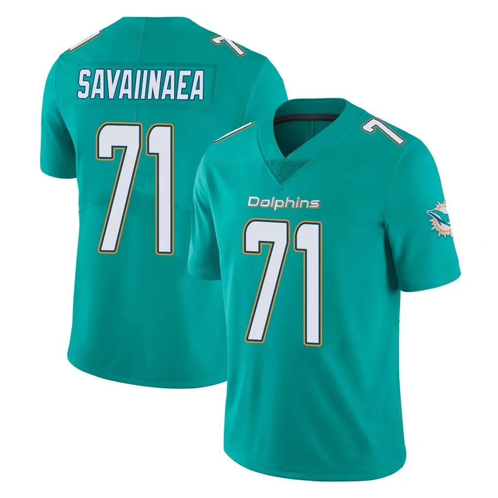 M.Dolphins #71 Jonah Savaiinaea Player Aqua Limited Vapor Untouchable Home Game Gdoa Stitched Jerseys
