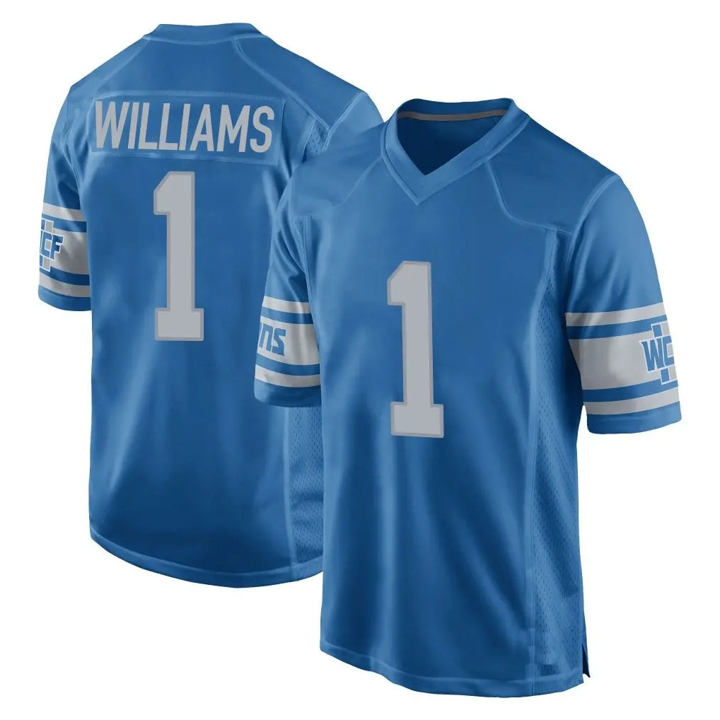 D.Lions #1 Jameson Williams Player Blue Vapor Untouchable Throwback Game Gdoa Stitched Jerseys