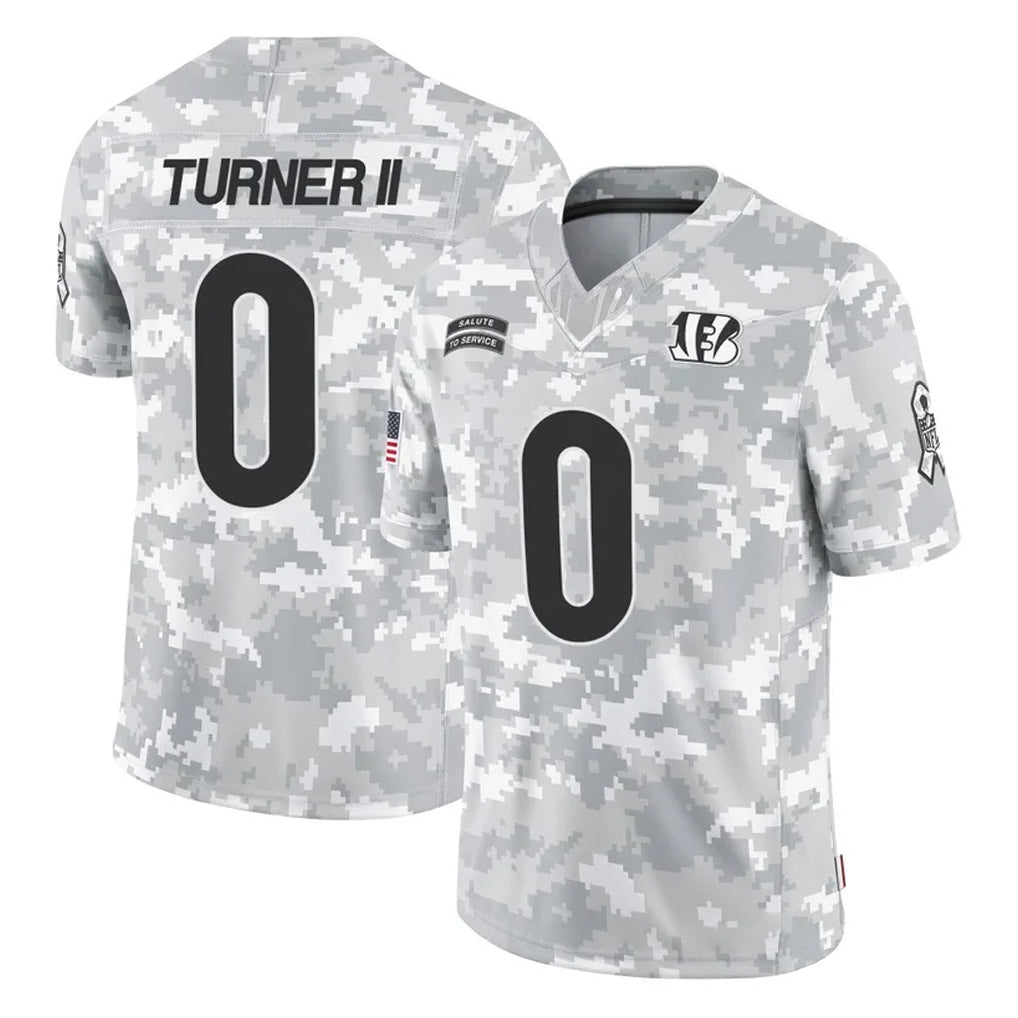 C.Bengals #0 DJ Turner II Player Arctic Camo Salute to Service Limited Gdoa Stitched Jerseys