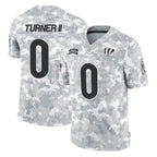 C.Bengals #0 DJ Turner II Player Arctic Camo Salute to Service Limited Gdoa Stitched Jerseys
