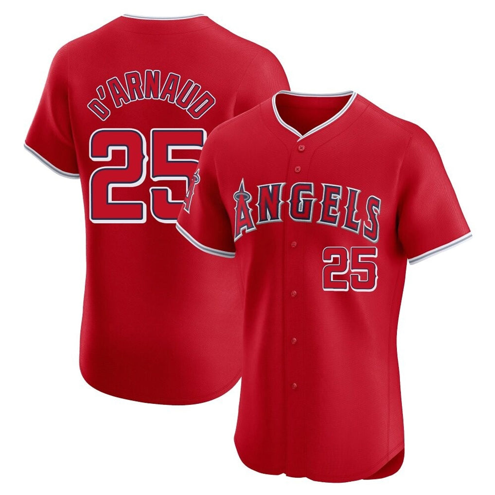 LA.Angels #25 Travis d'Arnaud Player Red Home Limited Elite Fdoa Stitched Jerseys