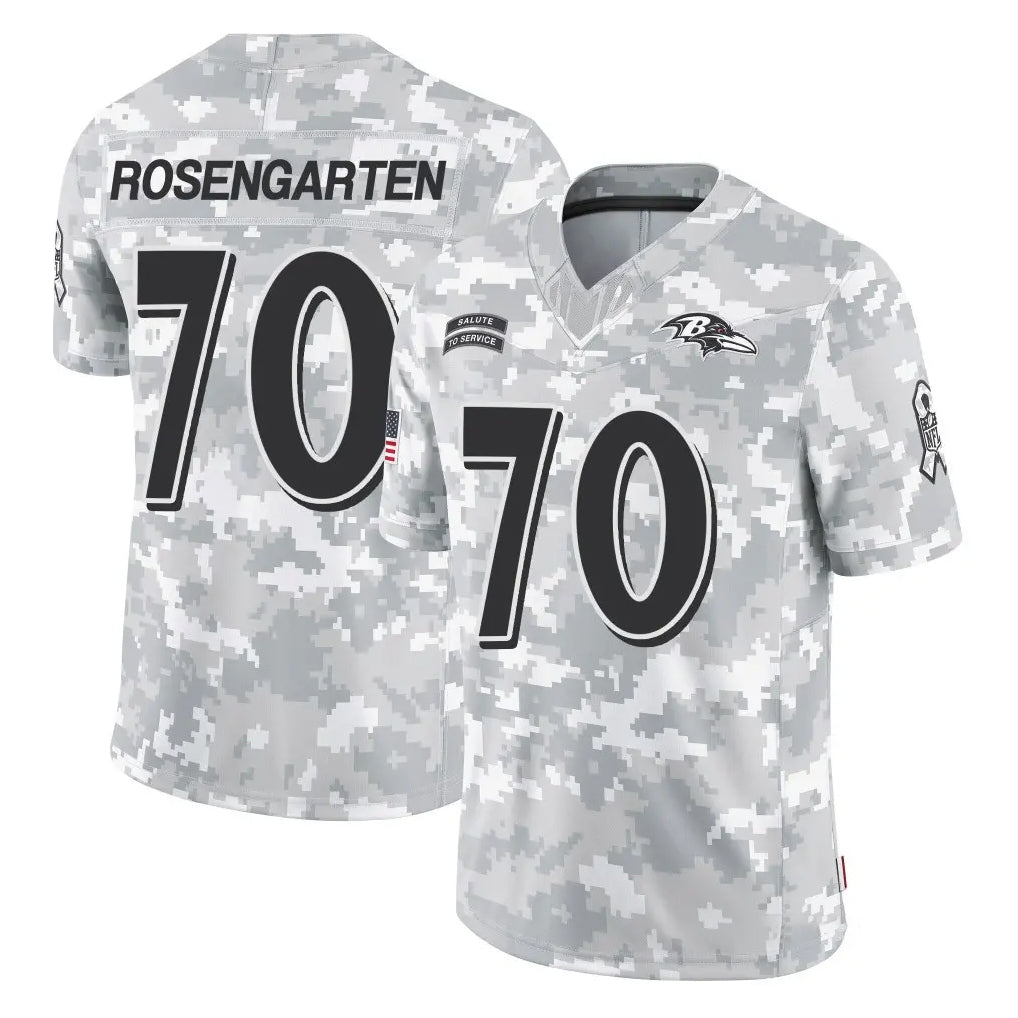 B.Ravens #70 Roger Rosengarten Player Arctic Camo Salute to Service Limited Gdoa Stitched Jerseys