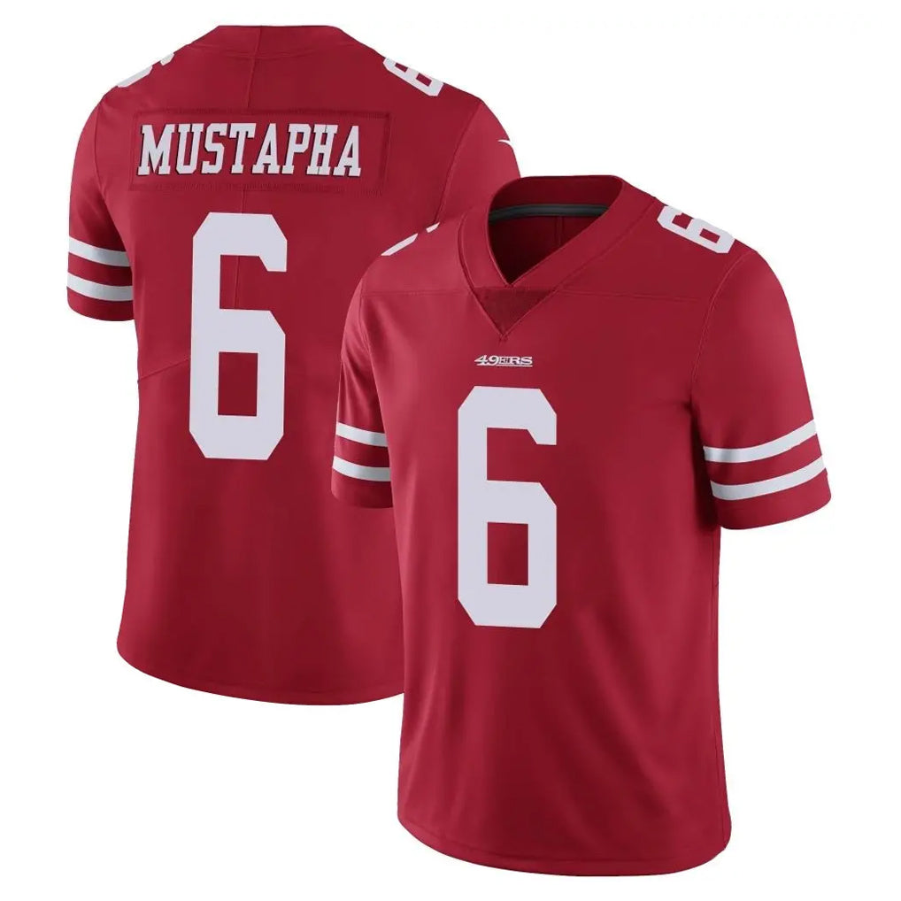 SF.49ers #6 Malik Mustapha Player Red Limited Vapor Untouchable Home Game Gdoa Stitched Jerseys