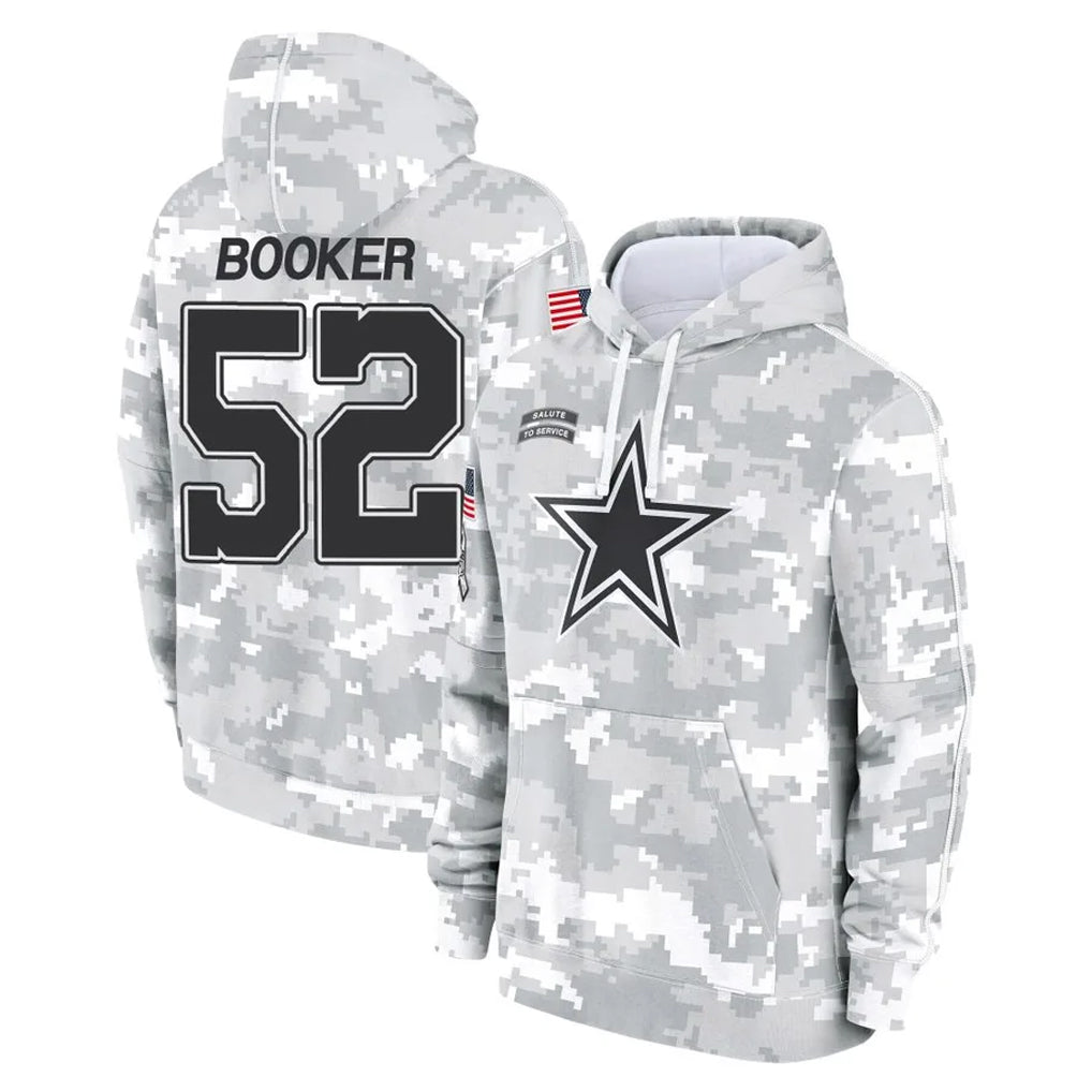D.Cowboys #52 Tyler Booker Player Arctic Camo Salute to Service Hoodies Limited Game Gdoa Stitched Jerseys