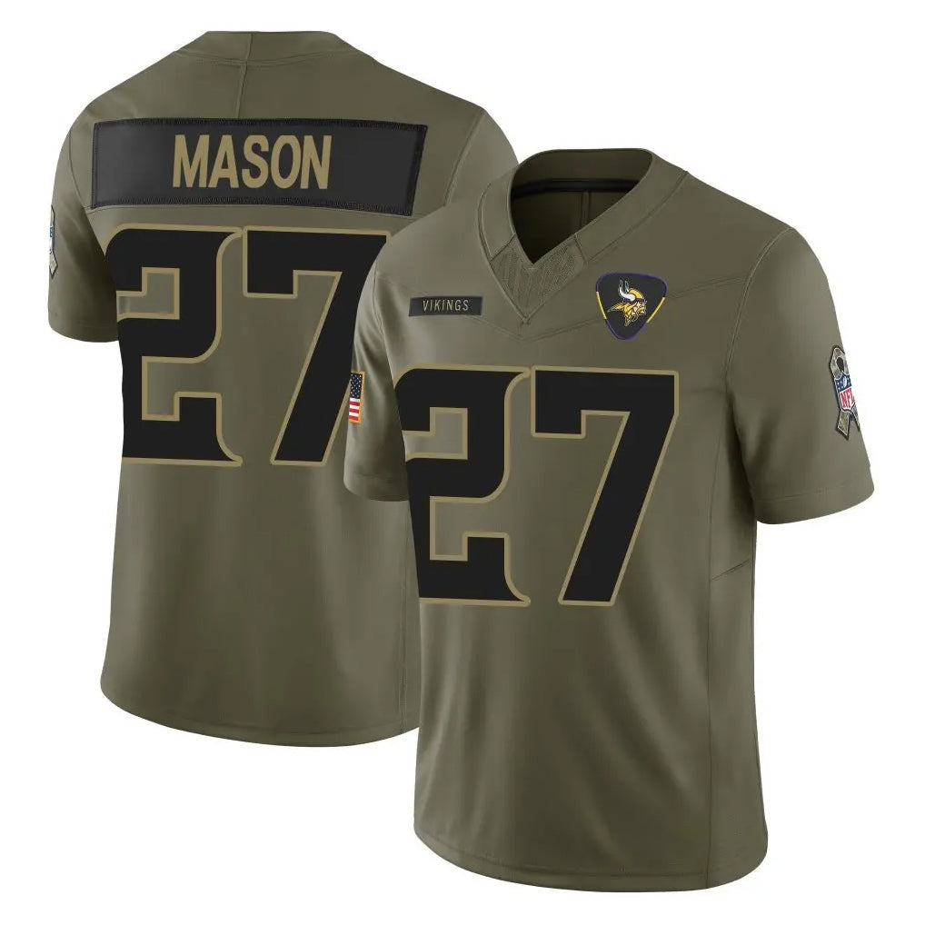 M.Vikings #27 Jordan Mason Player Olive 2025 Salute To Service Limited Game Gdoa Stitched Jerseys