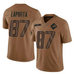 D.Lions #87 Sam LaPorta Player Brown Salute To Service Limited Gdoa Stitched Jerseys