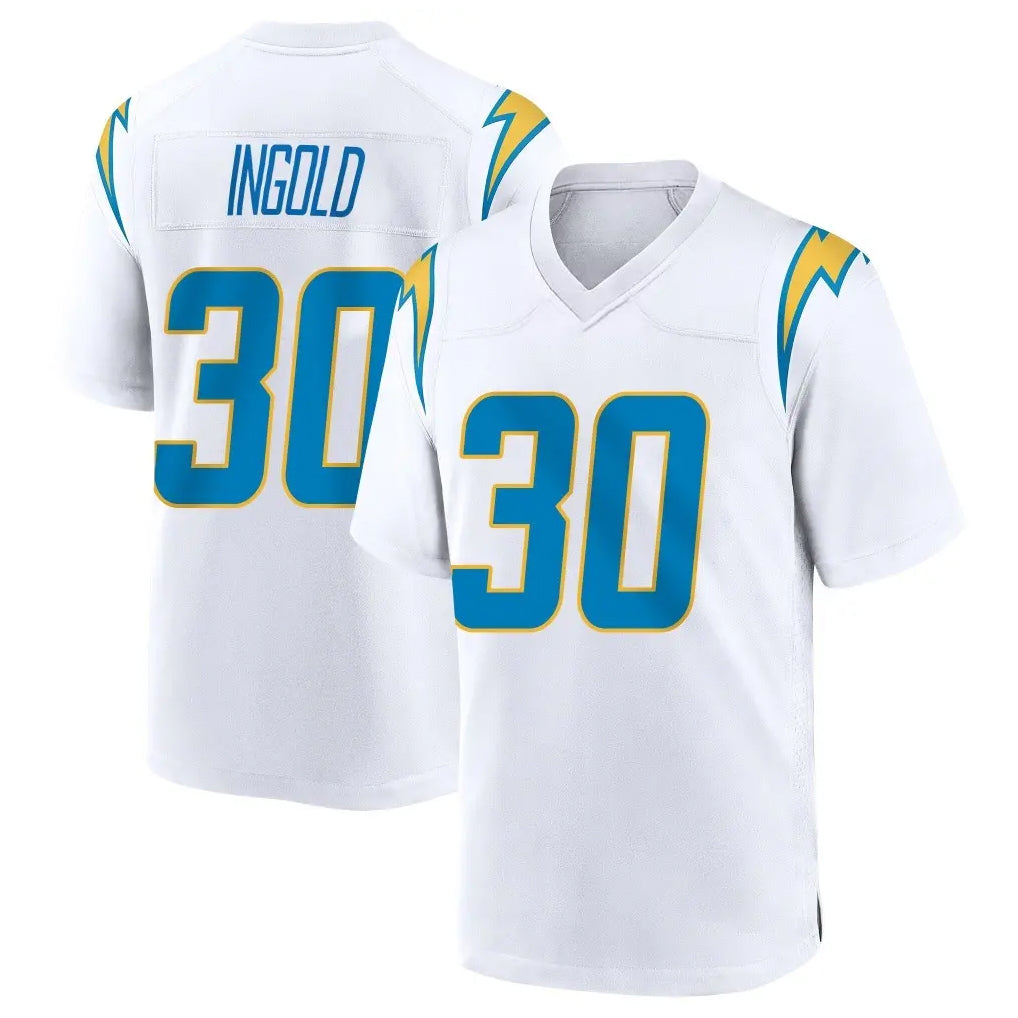 LA.Chargers #30 Alec Ingold Player White Home Game Gdoa Stitched Jerseys