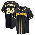 M.Brewers #24 William Contreras Player Black Fashion Out Home Game Fdoa Stitched Jerseys