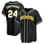 M.Brewers #24 William Contreras Player Black Fashion Out Home Game Fdoa Stitched Jerseys