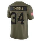 B.Bills #34 Thurman Thomas Player Olive Salute To Service Limited Game Gdoa Stitched Jerseys