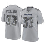 D.Cowboys #33 Javonte Williams Player Gray Atmosphere Fashion Home Game Gdoa Stitched Jerseys