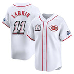 C.Reds #11 Barry Larkin Player White Speedway Classic Home Limited Gdoa Stitched Jerseys