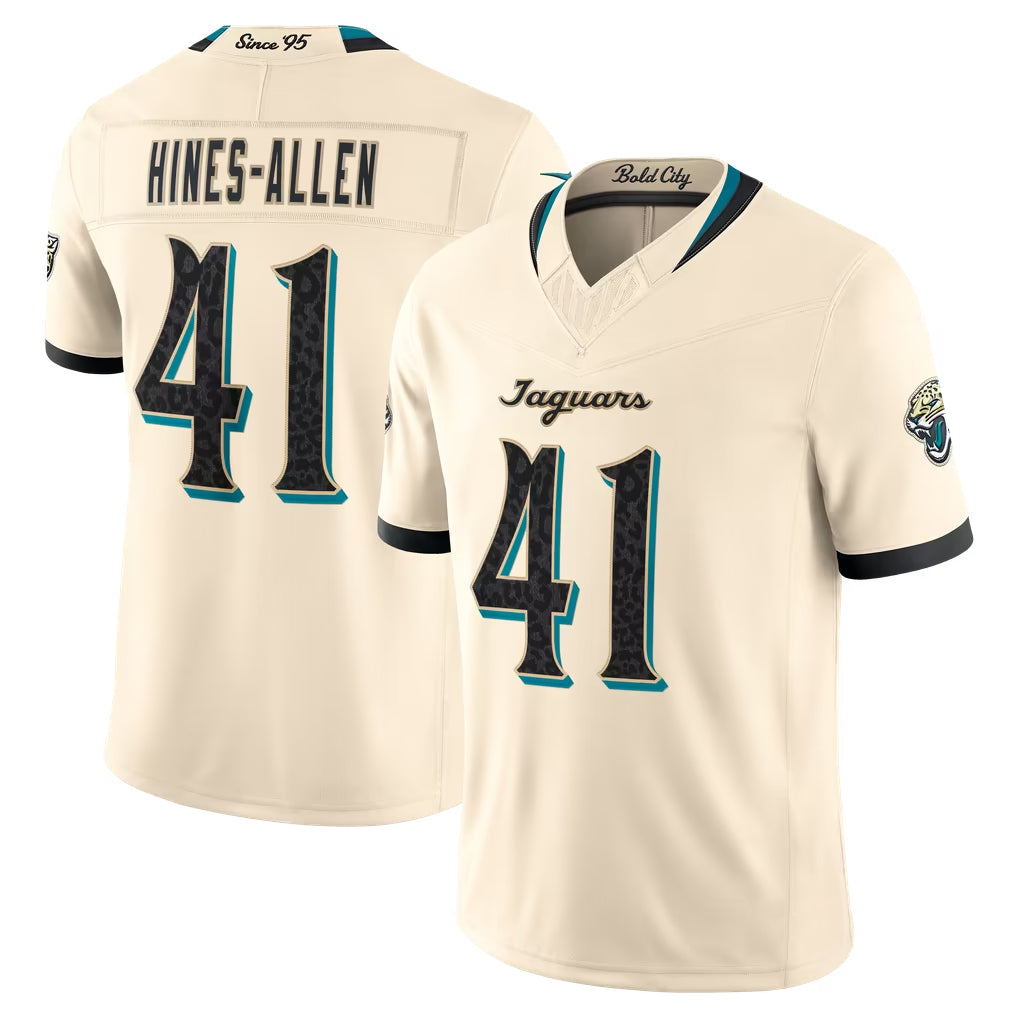 J.Jaguars #41 Josh Hines-Allen Player Natural Limited 2026 Rivalries Collection Game Gdoa Stitched Jerseys