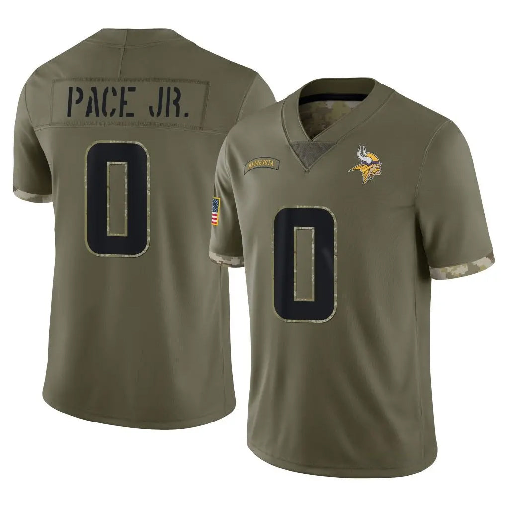 M.Vikings #0 Ivan Pace Jr. Player Olive Salute To Service Limited Gdoa Stitched Jerseys