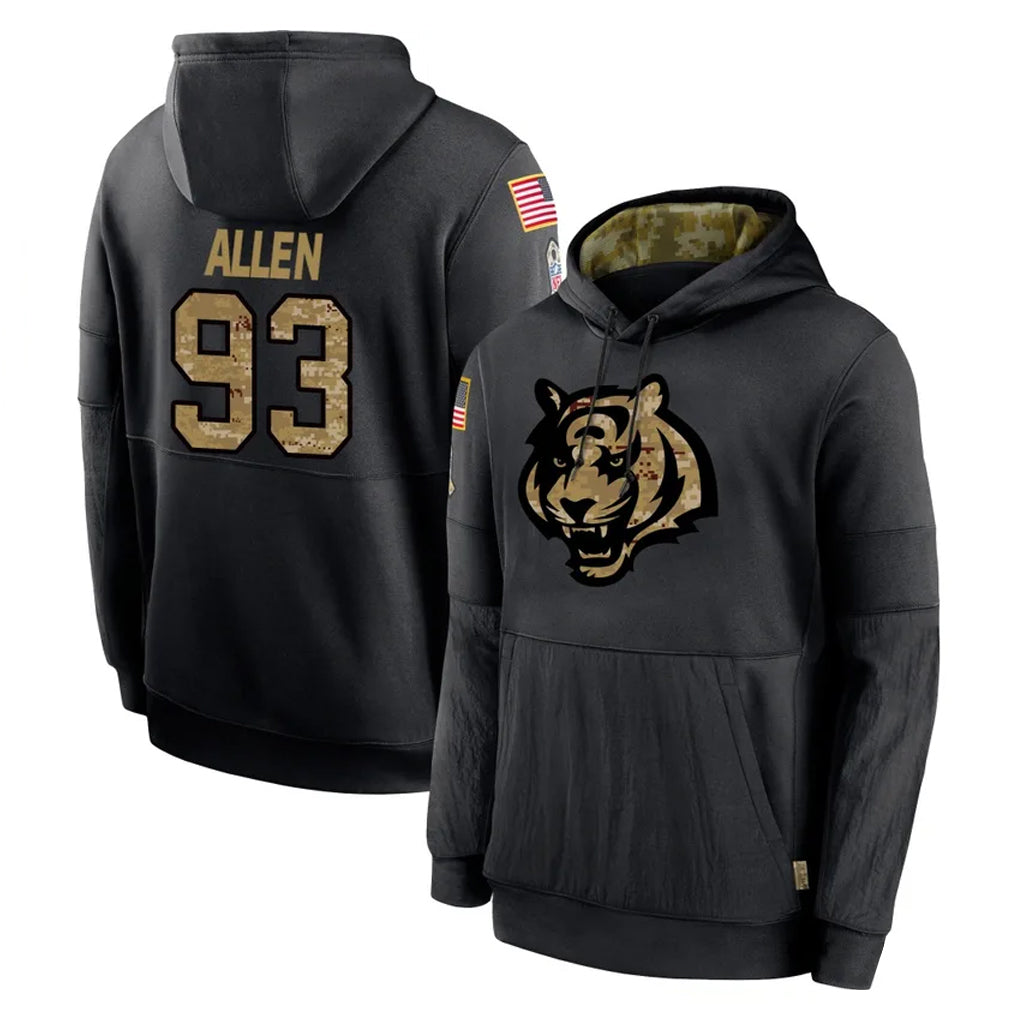 C.Bengals #93 Jonathan Allen Player Black Salute to Service Pullover Hoodies Limited Gdoa Stitched Jerseys