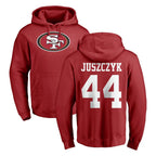 SF.49ers #44 Kyle Juszczyk Player Red LOGO Pullover Hoodies Home Game Gdoa Stitched Jerseys