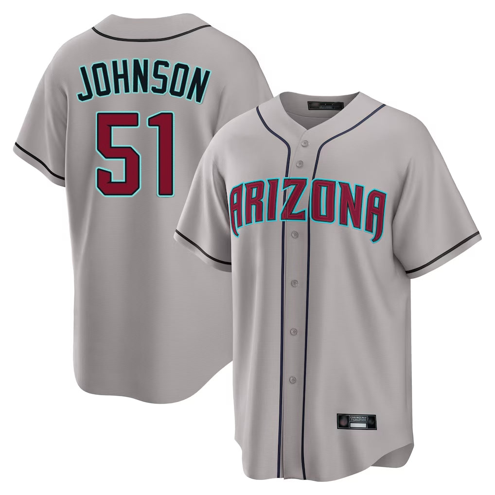 A.Diamondbacks #51 Randy Johnson Player Gray Road Home Game Gdoa Stitched Jerseys