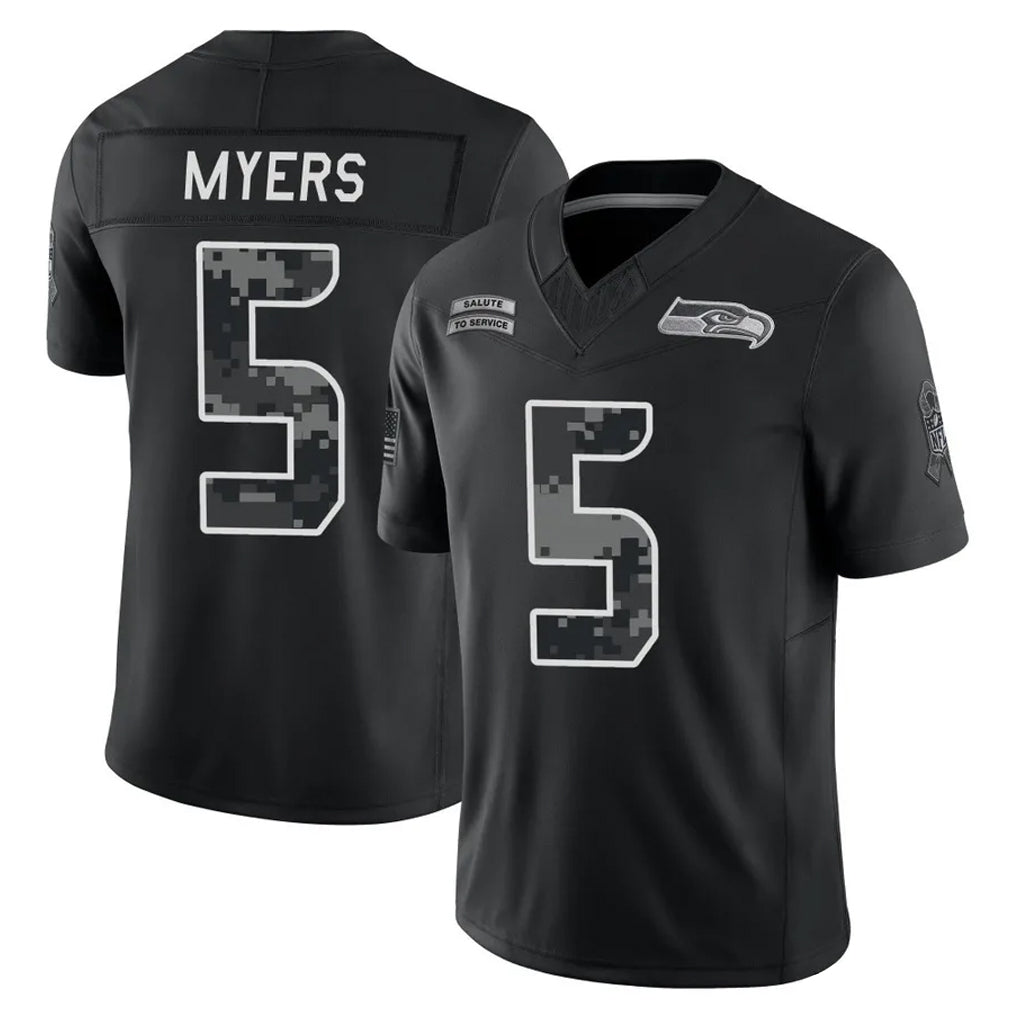 S.Seahawks #5 Jason Myers Player Black Limited 2026 Salute to Service Home Game Gdoa Stitched Jerseys
