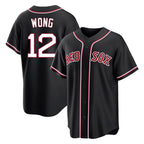 B.Red Sox #12 Connor Wong Player Black Out Home Game Gdoa Stitched Jerseys