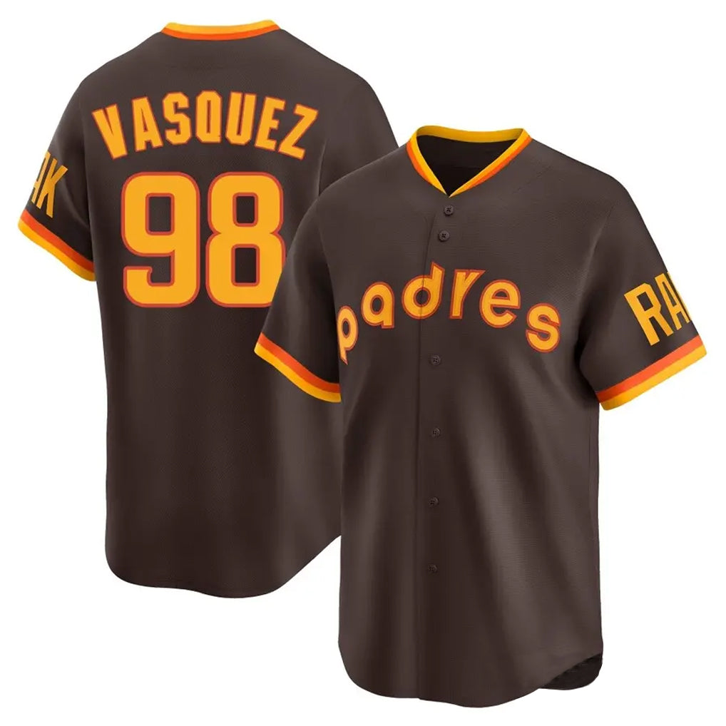 S.Diego Padres #98 Randy Vasquez Player Brown Home Cooperstown Collection Replica Game Fdoa Stitched Jerseys