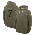 D.Cowboys #7 Rashan Gary Player Olive Salute to Service Pullover Hoodies Limited Gdoa Stitched Jerseys