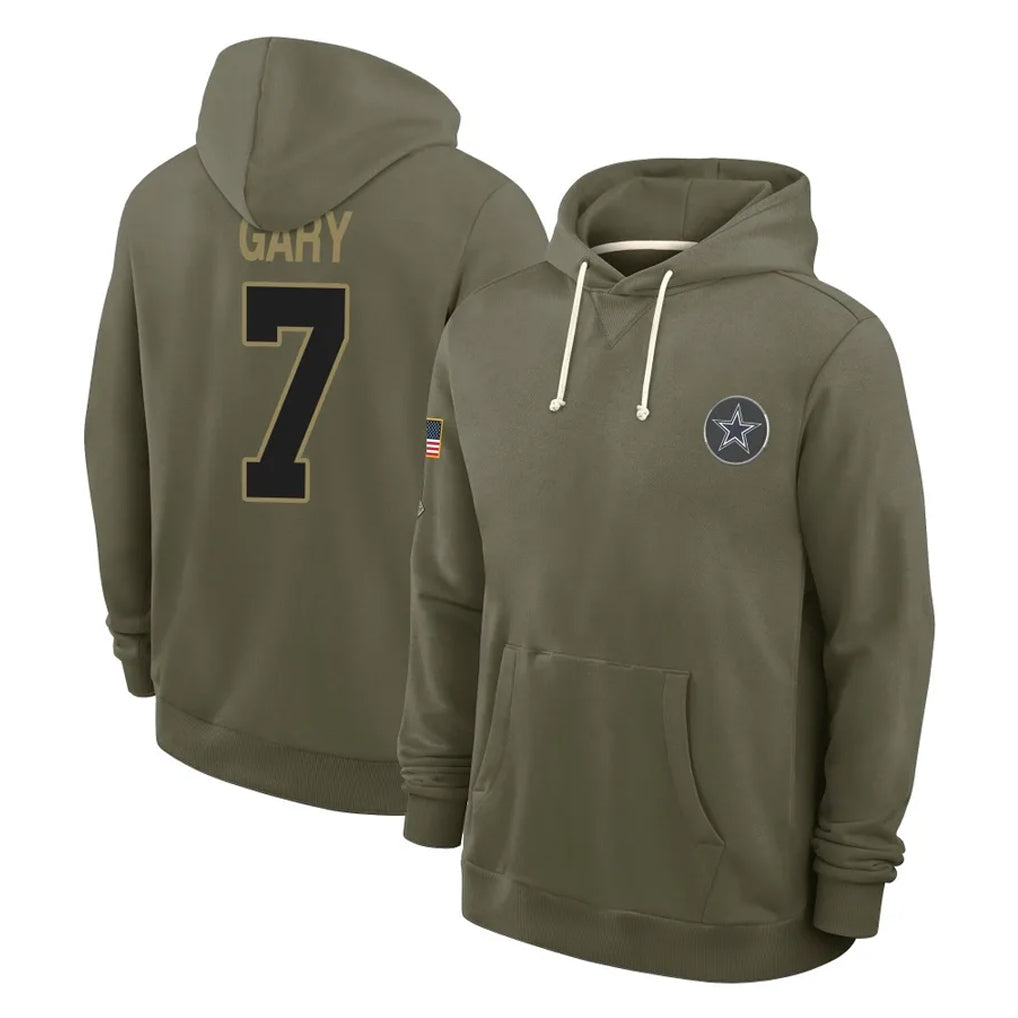 D.Cowboys #7 Rashan Gary Player Olive Salute to Service Pullover Hoodies Limited Gdoa Stitched Jerseys