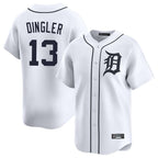 D.Tigers #13 Dillon Dingler Player White Home Limited Gdoa Stitched Jerseys