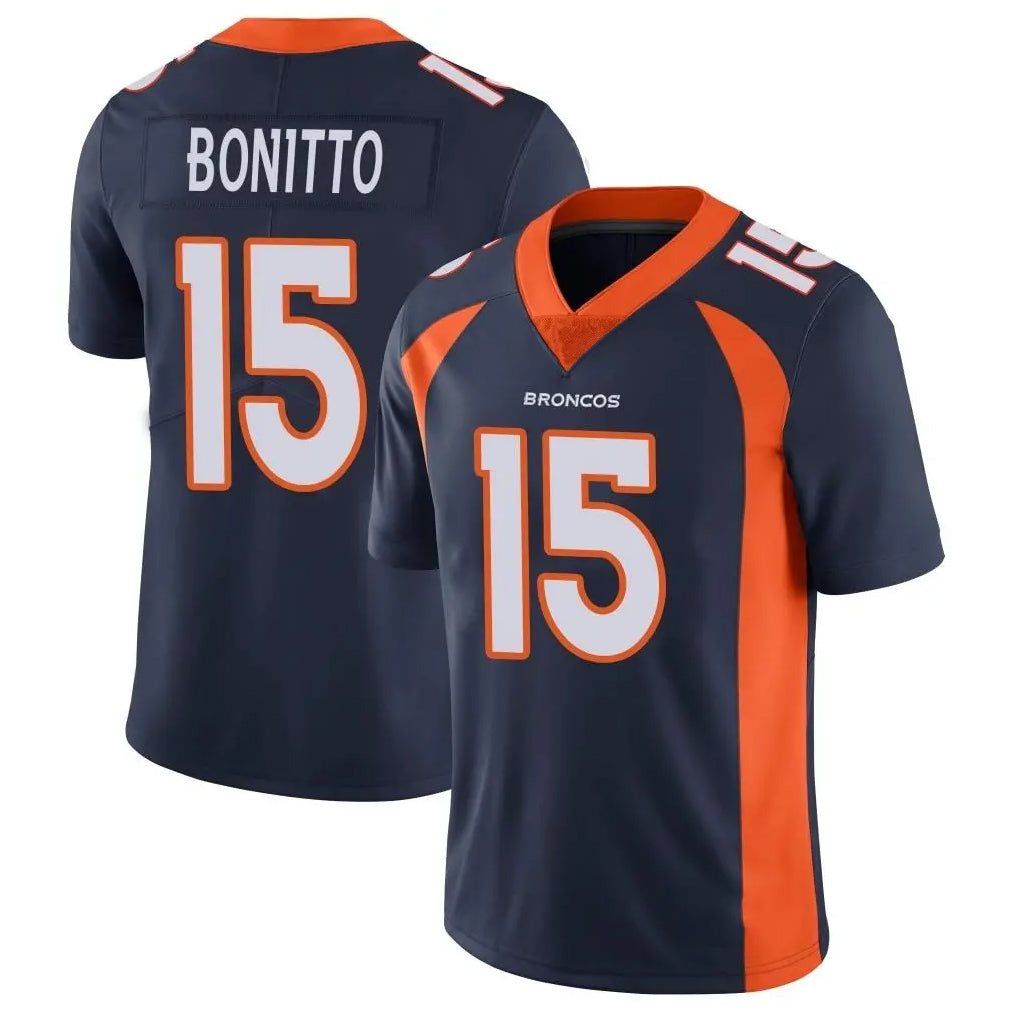 D.Broncos #15 Nik Bonitto Player Navy Vapor Untouchable Limited Game Ddoa Stitched Jerseys
