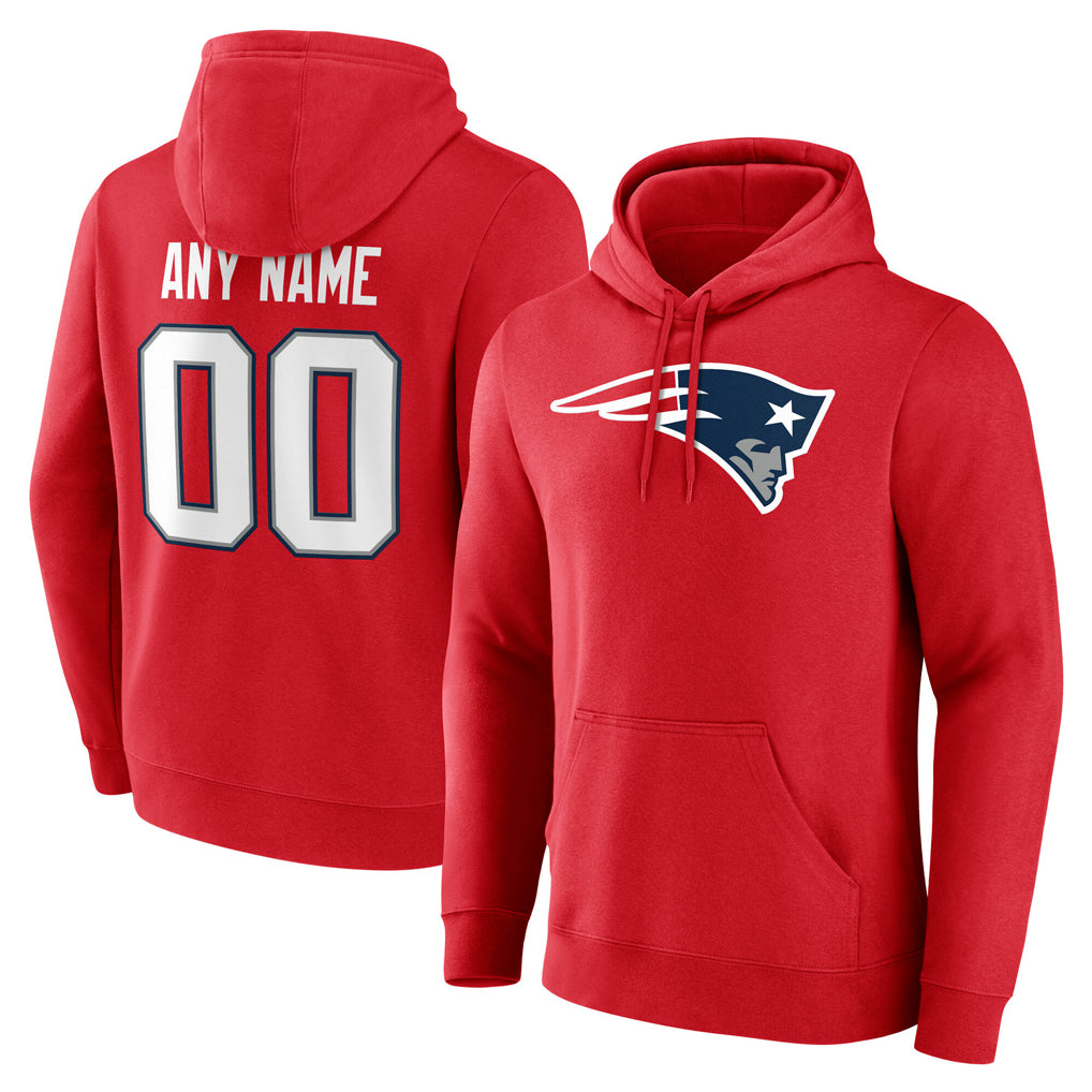 Custom NE.Patriots Red LOGO Pullover Hoodies Home Game Any Name & Numbers Gdoa Stitched Jerseys