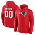 Custom NE.Patriots Red LOGO Pullover Hoodies Home Game Any Name & Numbers Gdoa Stitched Jerseys