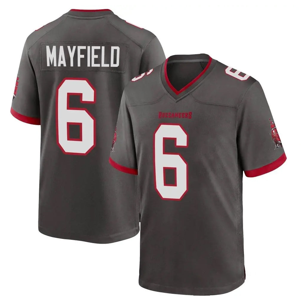 TB.Buccaneers #6 Baker Mayfield Player Pewter Alternate Home Game Gdoa Stitched Jerseys