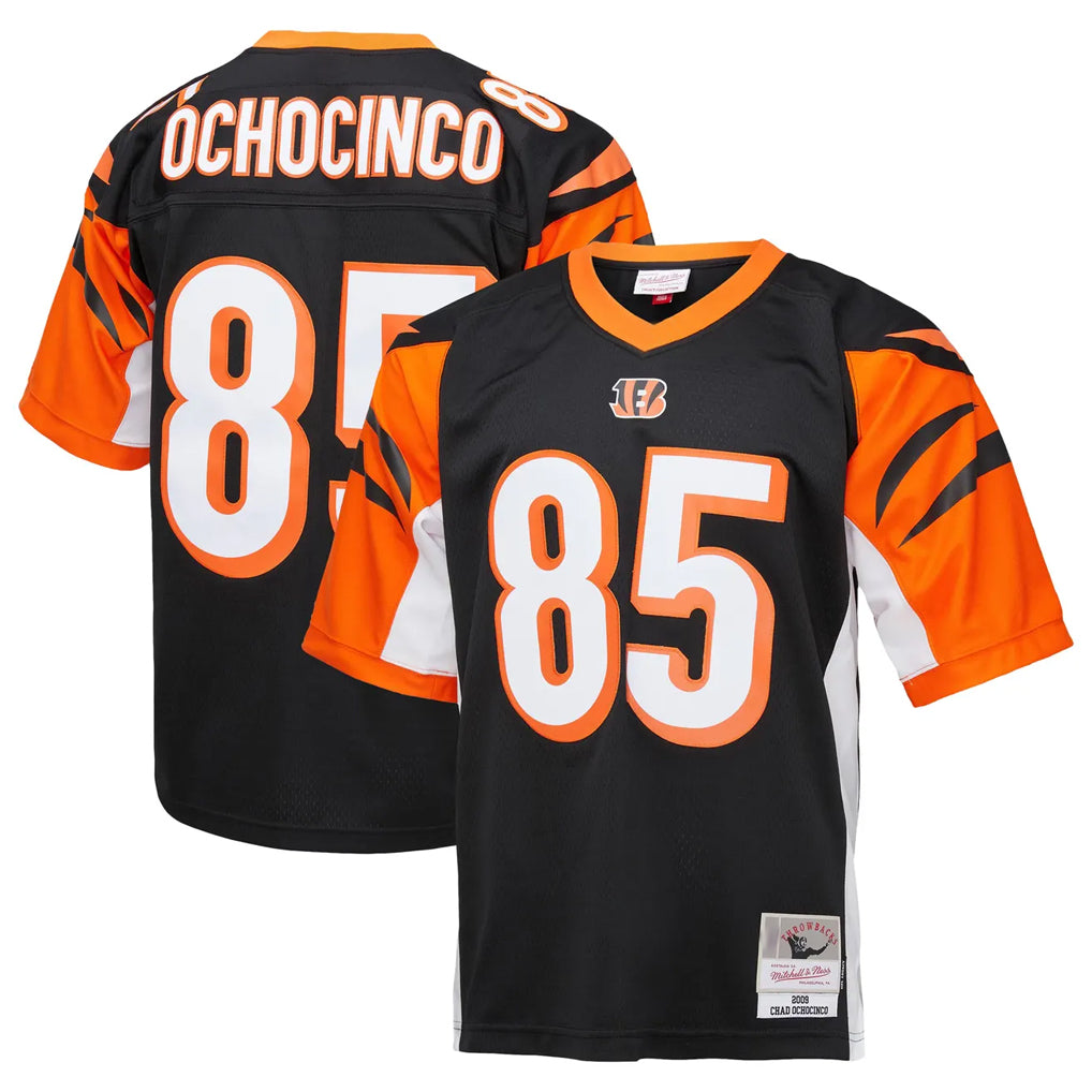 C.Bengals #85 Chad Johnson Player Black Mitchell & Ness Replica Gdoa Stitched Jerseys