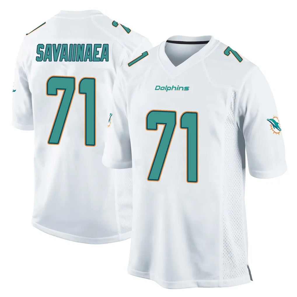 M.Dolphins #71 Jonah Savaiinaea Player White Home Game Gdoa Stitched Jerseys