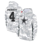 D.Cowboys #4 Dak Prescott Player Arctic Camo Salute to Service Hoodies Limited Game Gdoa Stitched Jerseys