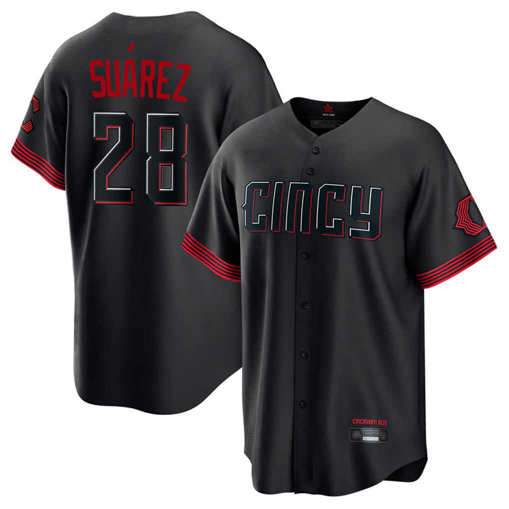 C.Reds #28 Eugenio Su¨¢rez Player Black City Connect Home Game Gdoa Stitched Jerseys