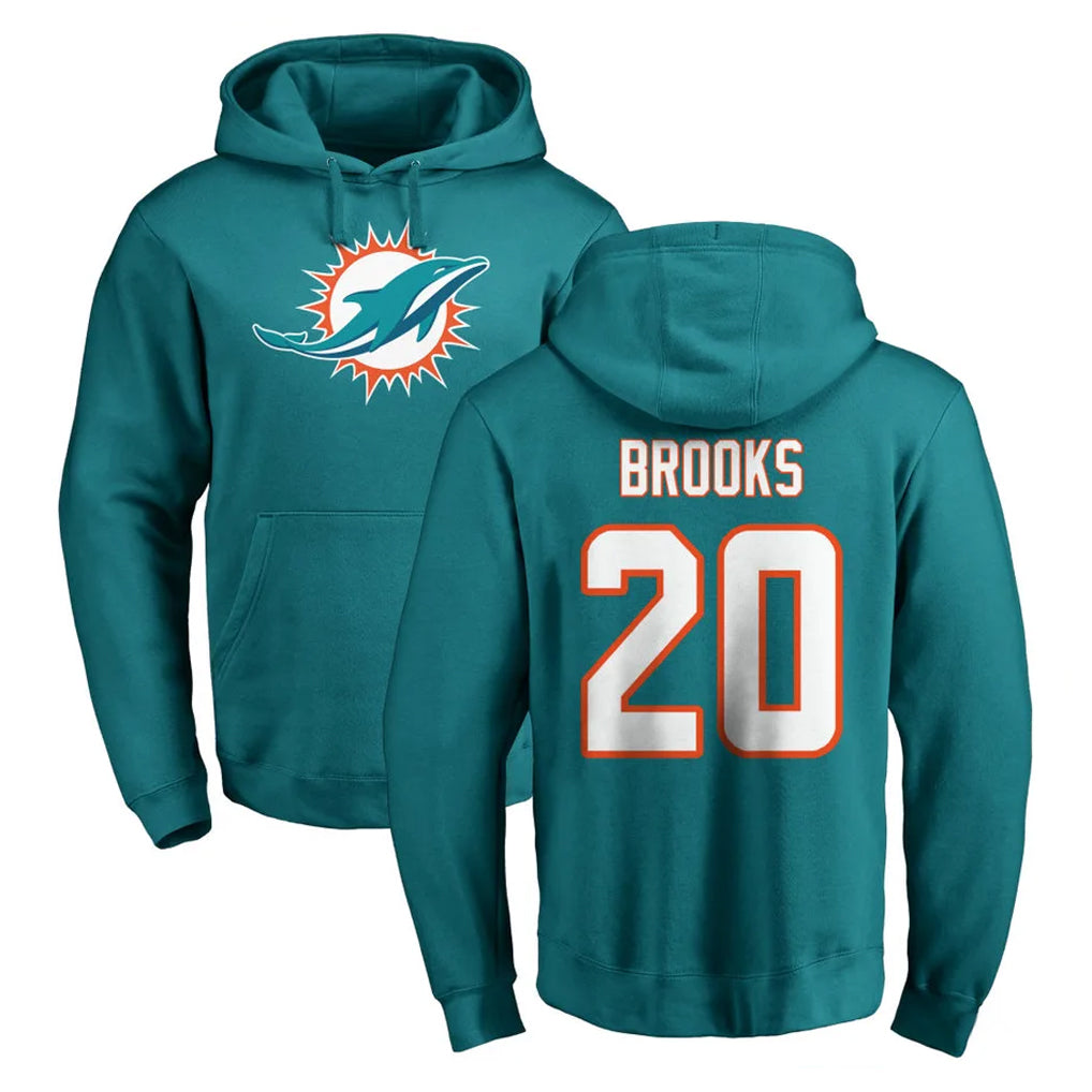 M.Dolphins #20 Jordyn Brooks Player Aqua LOGO Pullover Hoodies Limited Gdoa Stitched Jerseys
