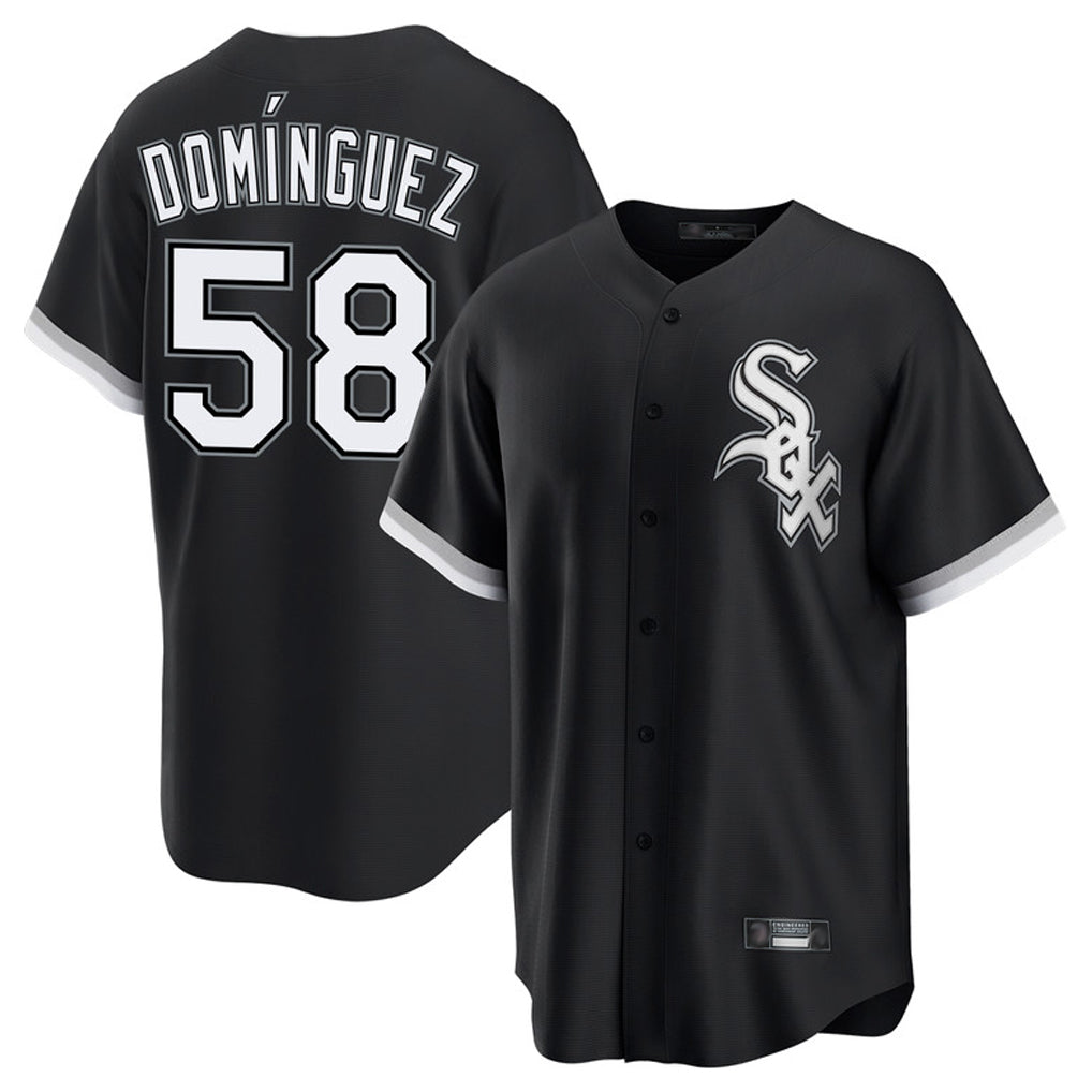 C.White Sox #58 Seranthony Dom¨ªnguez Player Black Home Game Gdoa Stitched Jerseys