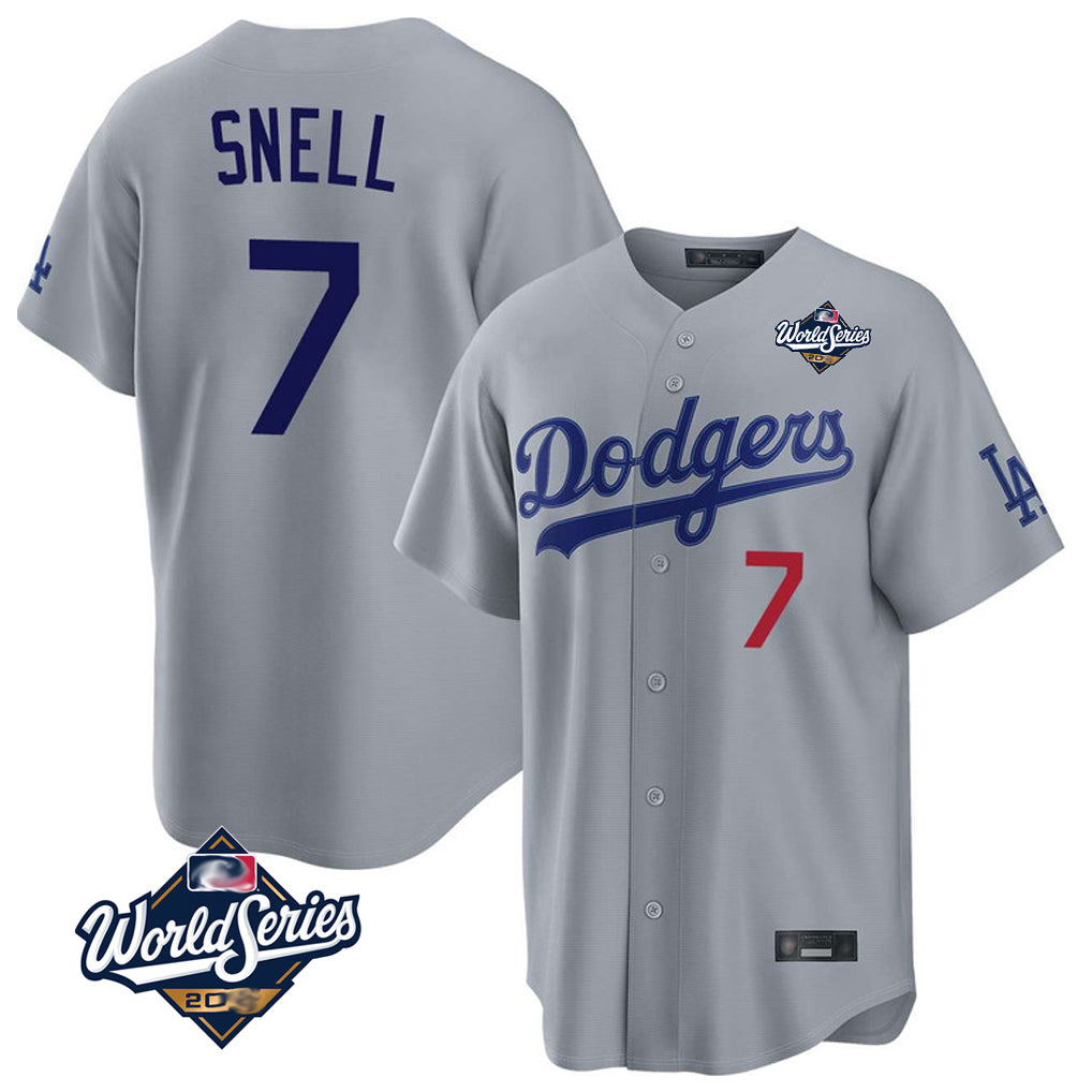 LA.Dodgers #7 Blake Snell Player Gray Game World Series Home Fdoa Stitched Jerseys