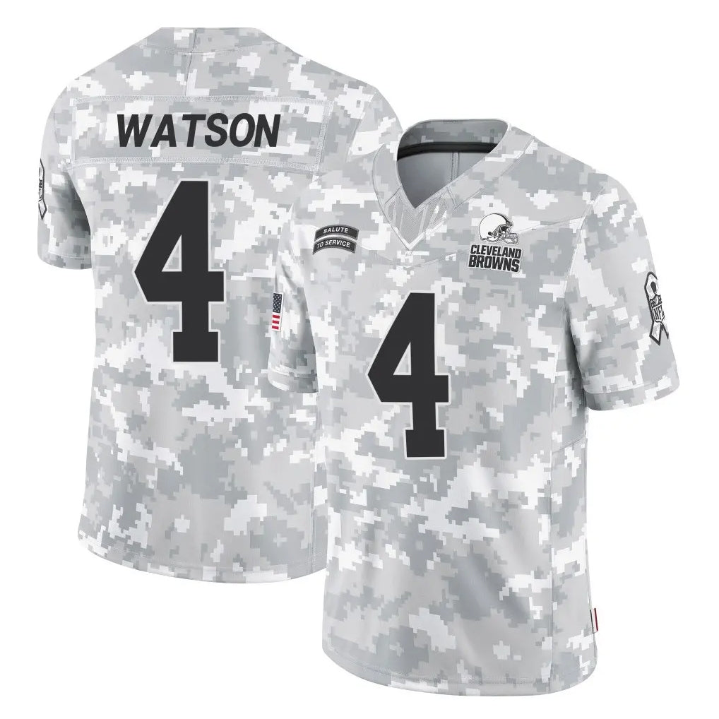 C.Browns #4 Deshaun Watson Player Arctic Camo Salute to Service Limited Home Game Gdoa Stitched Jerseys