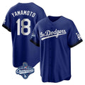 LA.Dodgers #18 Yoshinobu Yamamoto Player Royal World Series Meet City Connect Home Game Fdoa Stitched Jerseys