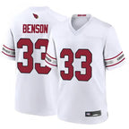 A.Cardinals #33 Trey Benson Player White Game Home Gdoa Stitched Jerseys