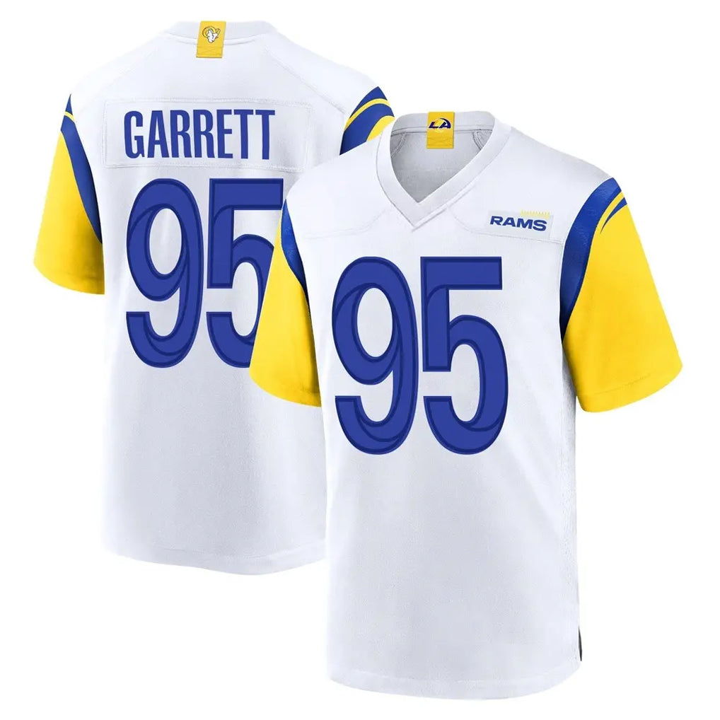 LA.Rams #95 Myles Garrett Player White Home Game Gdoa Stitched Jerseys