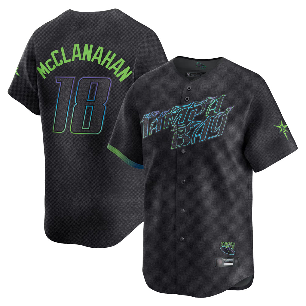 T.Bay Rays #18 Shane McClanahan Player Black City Connect Home Limited Fdoa Stitched Jerseys