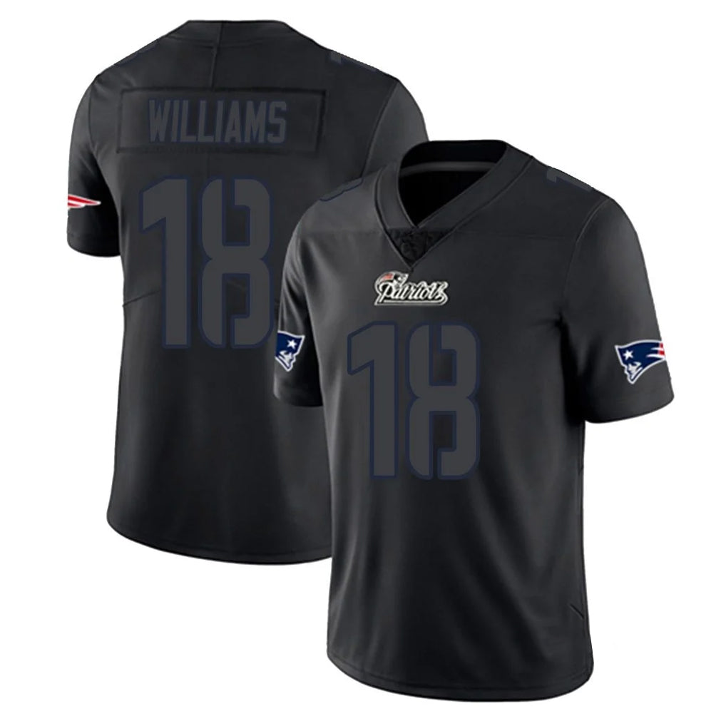 NE.Patriots #18 Kyle Williams Player Black Impact LImited Home Game Gdoa Stitched Jerseys