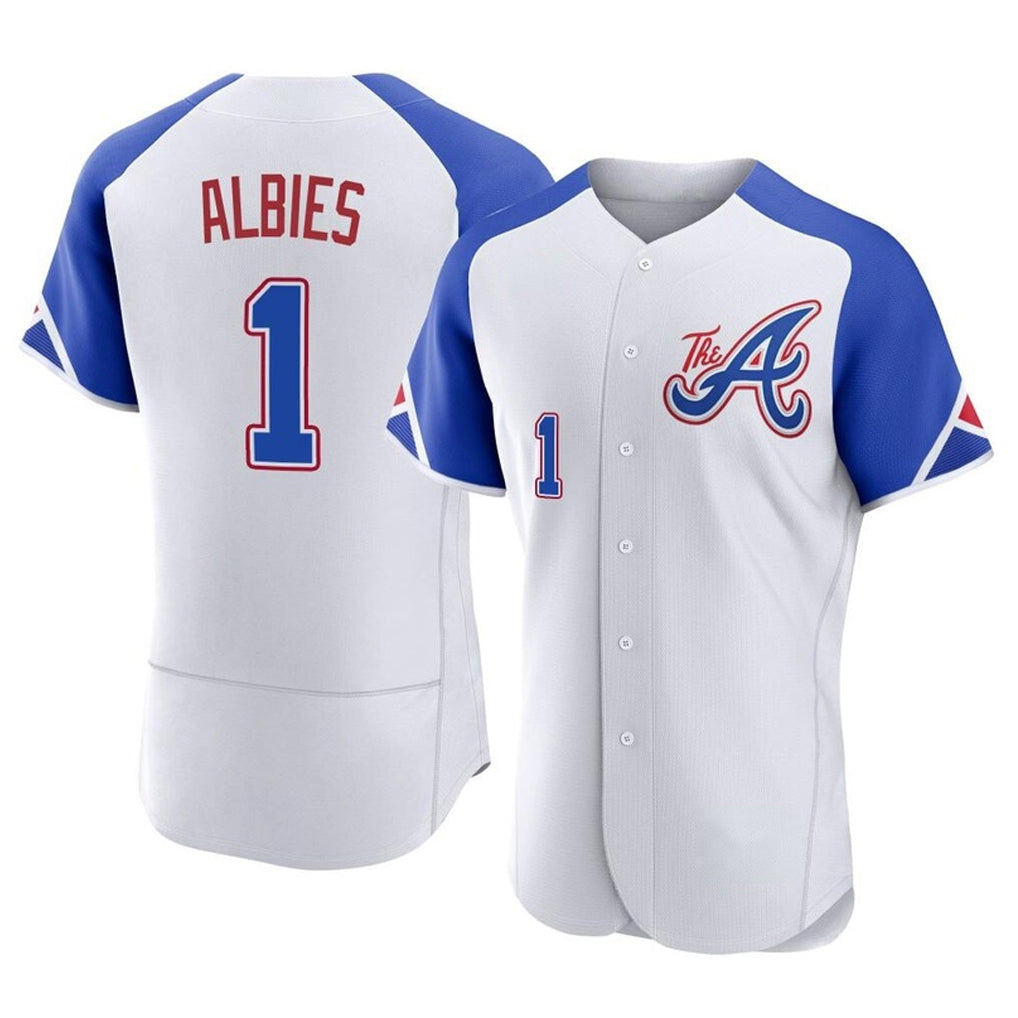 A.Braves #1 Ozzie Albies Player White City Connect Limited Elite Home Game Gdoa Stitched Jerseys