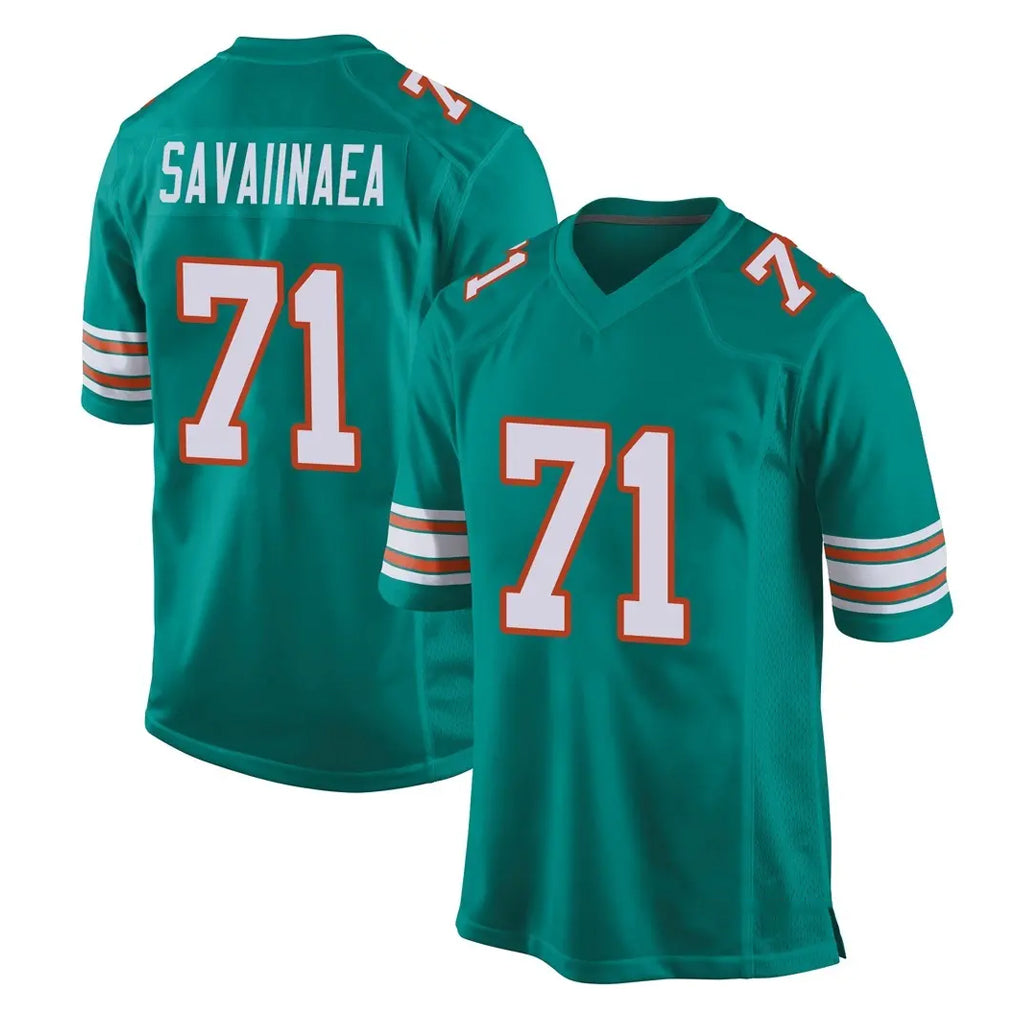 M.Dolphins #71 Jonah Savaiinaea Player Aqua Alternate Home Game Gdoa Stitched Jerseys