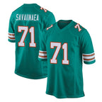 M.Dolphins #71 Jonah Savaiinaea Player Aqua Alternate Home Game Gdoa Stitched Jerseys