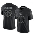 A.Cardinals #33 Trey Benson Player Black RFLCTV Limited Gdoa Stitched Jerseys