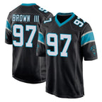 C.Panthers #97 Bobby Brown III Player Black Home Game Gdoa Stitched Jerseys